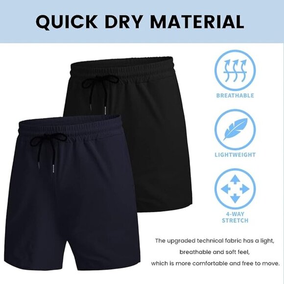 COOFANDY Men's 2 Pack Gym Workout Shorts 7 Inch Quick Dry Athletic Pockets Large - Picture 2 of 15